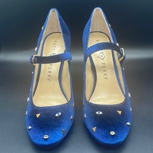Velvet Blue Evil Eye Heels